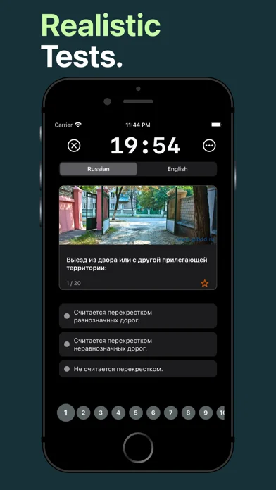 Realistic mock exam with timer