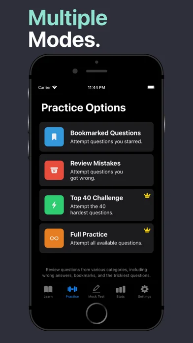 Multiple practice modes